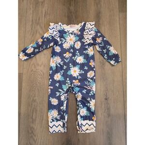 Pete + Lucy 12-18‎ months Navy Floral Long Sleeve Jumper Romper